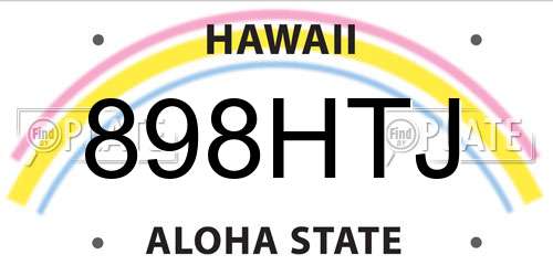 898HTJ Hawaii License Plate