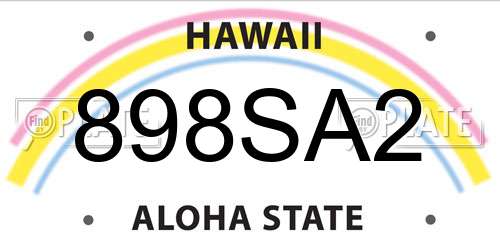 898SA2 Hawaii License Plate