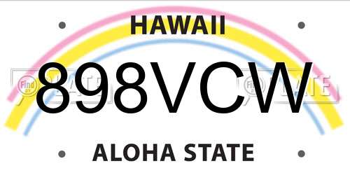 898VCW Hawaii License Plate