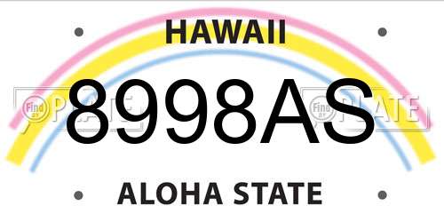 8998AS Hawaii License Plate