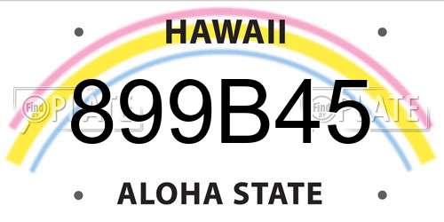 899B45 Hawaii License Plate