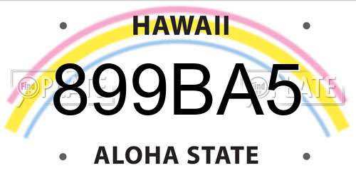 899BA5 Hawaii License Plate