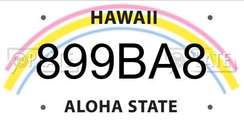 899BA8 Hawaii License Plate
