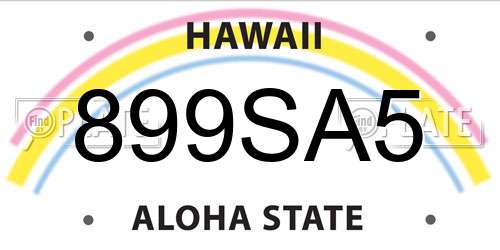 899SA5 Hawaii License Plate