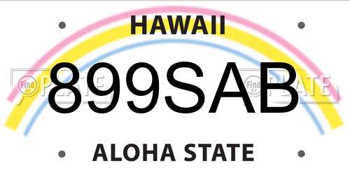 899SAB Hawaii License Plate