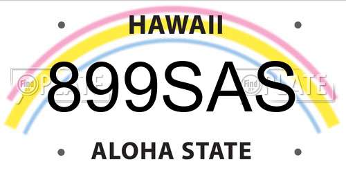 899SAS Hawaii License Plate