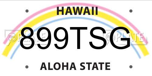 899TSG Hawaii License Plate