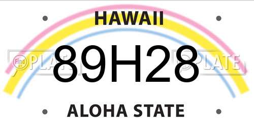 89H28 Hawaii License Plate