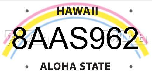 8AAS962 Hawaii License Plate