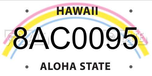 8AC0095 Hawaii License Plate