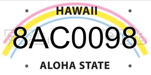 8AC0098 Hawaii License Plate