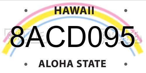 8ACD095 Hawaii License Plate