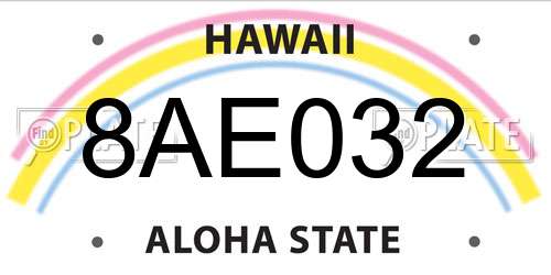 8AE032 Hawaii License Plate