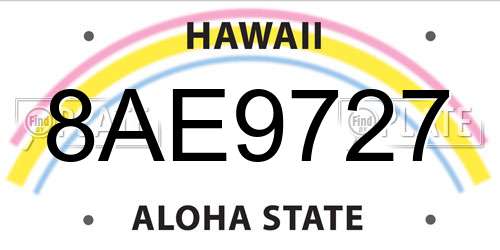 8AE9727 Hawaii License Plate