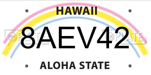 8AEV42 Hawaii License Plate