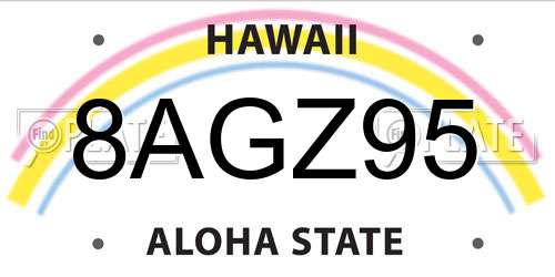 8AGZ95 Hawaii License Plate