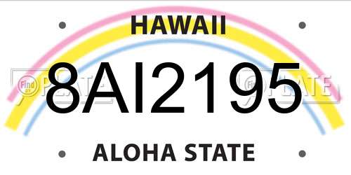 8AI2195 Hawaii License Plate
