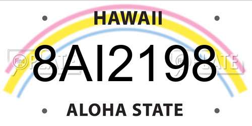 8AI2198 Hawaii License Plate