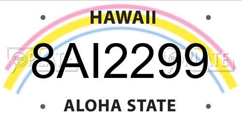8AI2299 Hawaii License Plate