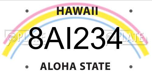 8AI234 Hawaii License Plate