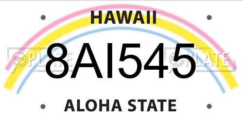 8AI545 Hawaii License Plate