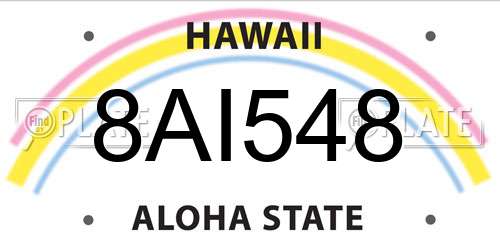 8AI548 Hawaii License Plate