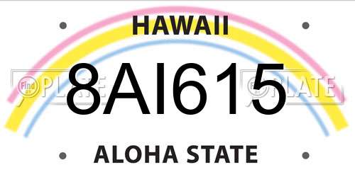8AI615 Hawaii License Plate