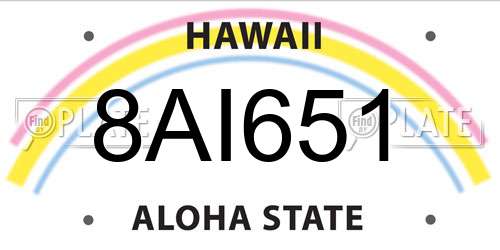 8AI651 Hawaii License Plate