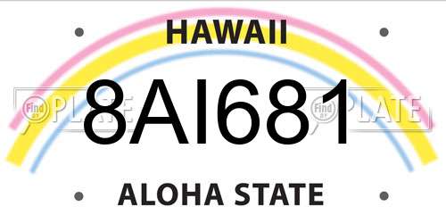 8AI681 Hawaii License Plate