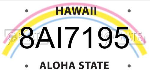 8AI7195 Hawaii License Plate