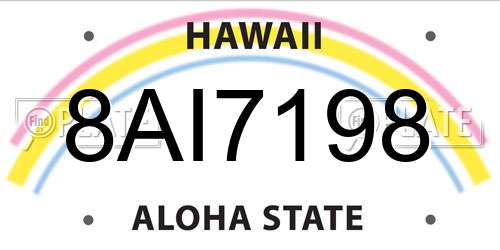 8AI7198 Hawaii License Plate