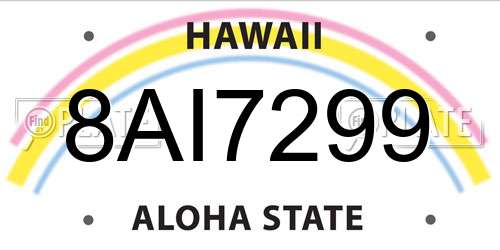 8AI7299 Hawaii License Plate