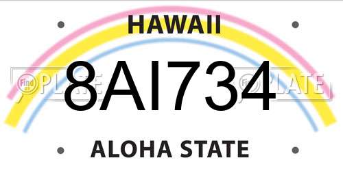 8AI734 Hawaii License Plate