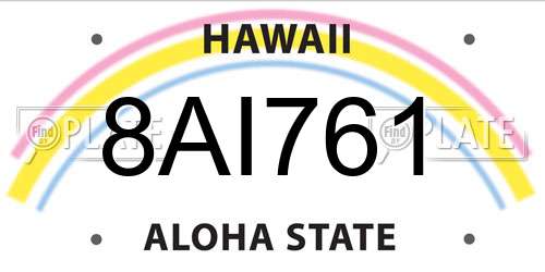 8AI761 Hawaii License Plate