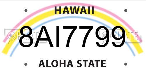8AI7799 Hawaii License Plate