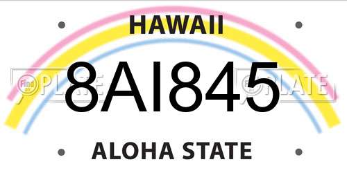 8AI845 Hawaii License Plate