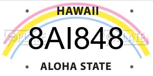 8AI848 Hawaii License Plate