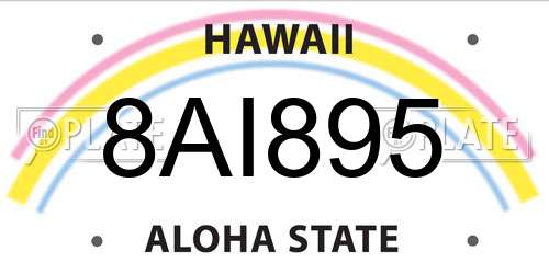 8AI895 Hawaii License Plate