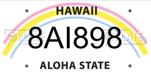 8AI898 Hawaii License Plate