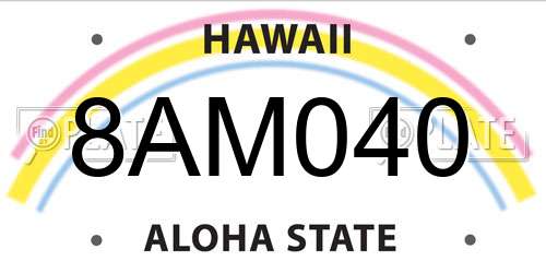 8AM040 Hawaii License Plate