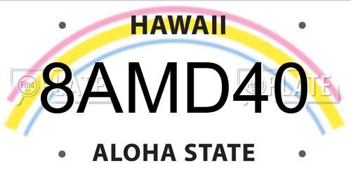 8AMD40 Hawaii License Plate