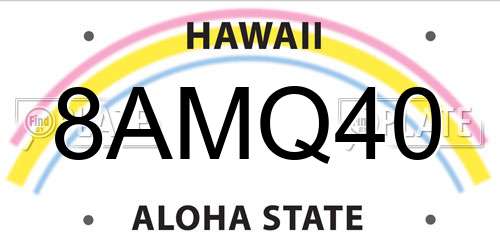 8AMQ40 Hawaii License Plate