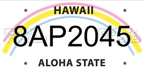 8AP2045 Hawaii License Plate