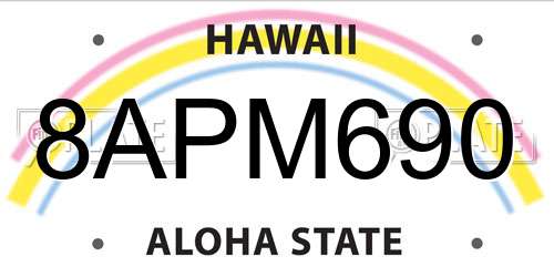 8APM690 Hawaii License Plate