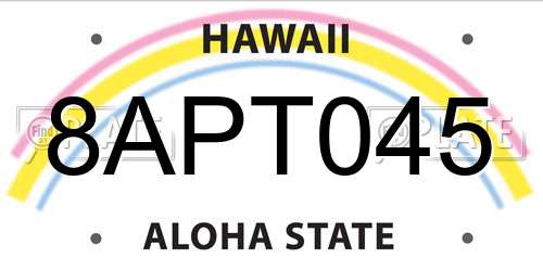 8APT045 Hawaii License Plate