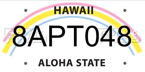 8APT048 Hawaii License Plate