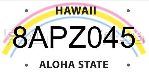 8APZ045 Hawaii License Plate