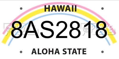 8AS2818 Hawaii License Plate