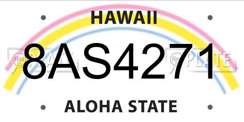 8AS4271 Hawaii License Plate