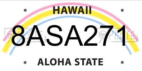 8ASA271 Hawaii License Plate
